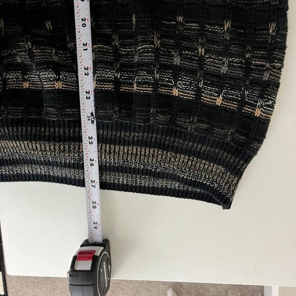 block gray and beige striped vintage 90s chunky knit sweater - Picture 7 of 8